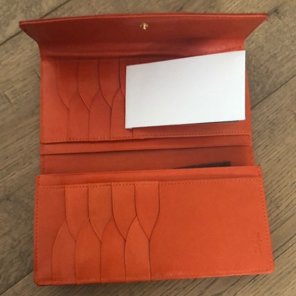 COLE HAAN Red Patent Leather Bifold Snap Flap Credit Card Wallet Clutch - Picture 9 of 11